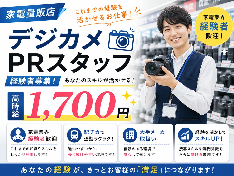 家電量販店でのデジタルカメラご案内スタッフ イメージ