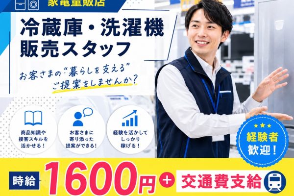 家電量販店での冷蔵庫・洗濯機販売スタッフ イメージ